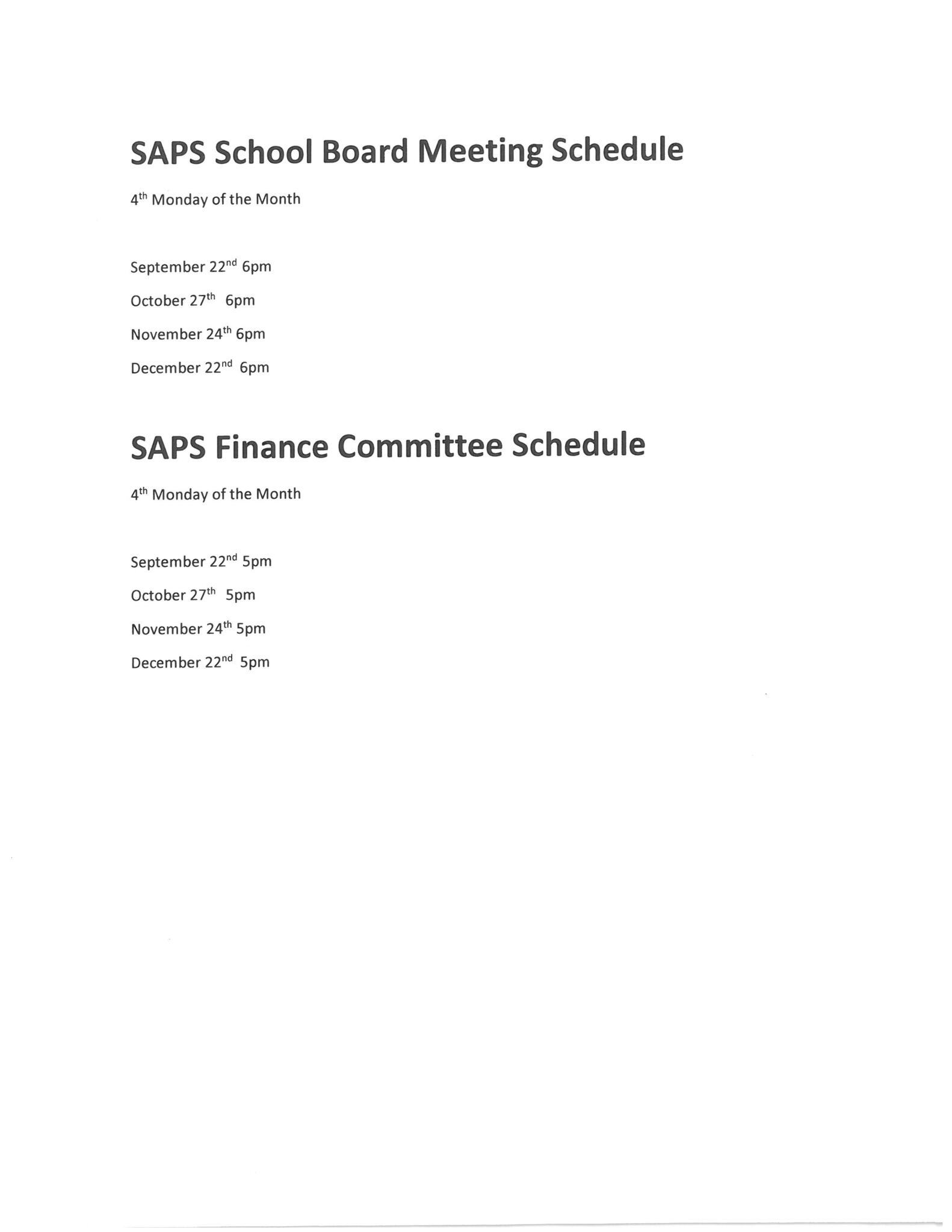 Meeting Schedule